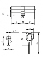Цилиндровый механизм Punto (Пунто) Z400/100 mm (45+10+45) CP хром 5 кл.