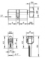 Цилиндровый механизм Punto (Пунто) с вертушкой Z402/70 mm (30+10+30) PB латунь 5 кл.